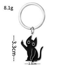 Stainless Steel Black Cat Keychain Key Chain Car Keyring Women Child Gift Jewelr
