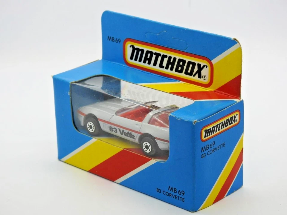 Matchbox Macau 1983 MB 69 83 Corvette Met Grigio IN Non Aperto Blu M Tipo Box - Immagine 3 di 4