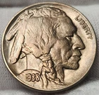 1938 D/D 5c Buffalo Nickel, Choice BU Uncirculated, Beautiful Original Coin, Bf8