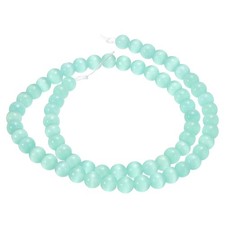 65Pcs, Pale Green Cat's Eye Stone Beads 6mm Round Crystal Loose Bead