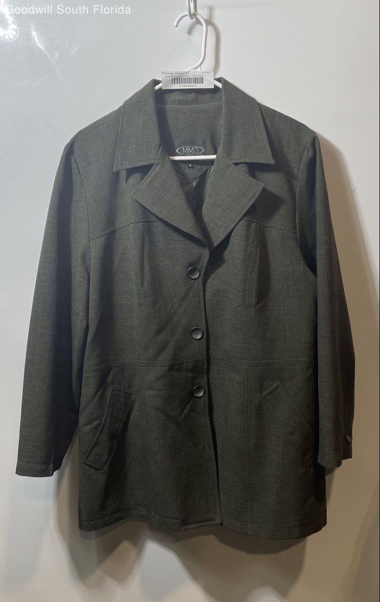 Marta Molero Design Womens Green Long Sleeve Button Front Blazer Jacket Size 2