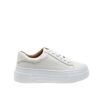 JSLIDES Amanda Low Top Platform Leather Sneakers - White - Size 8 - NIB