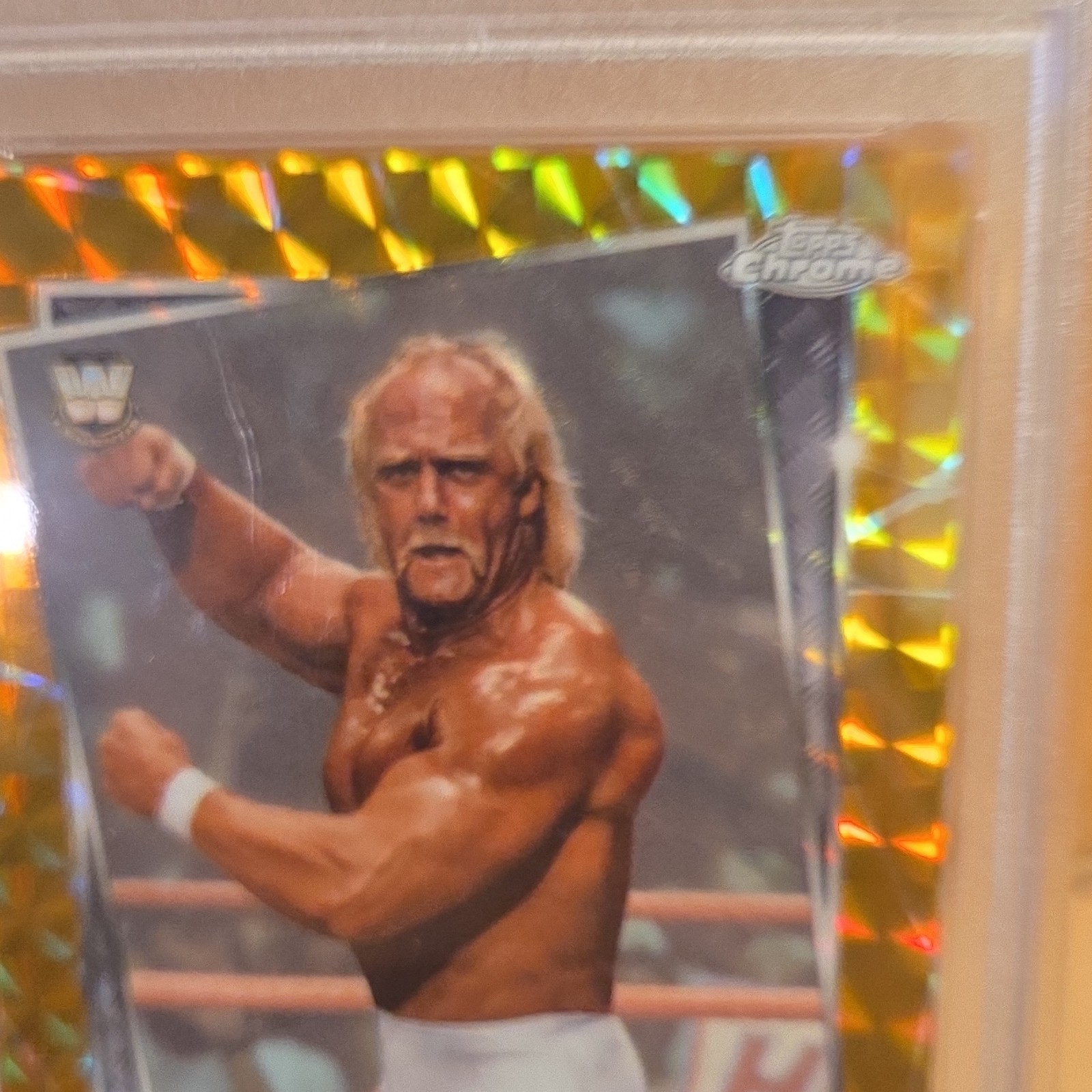Topps 2025 Chrome WWE Hulk Hogan #12 Gold Geometric Refractor /50 PSA 10 view 8