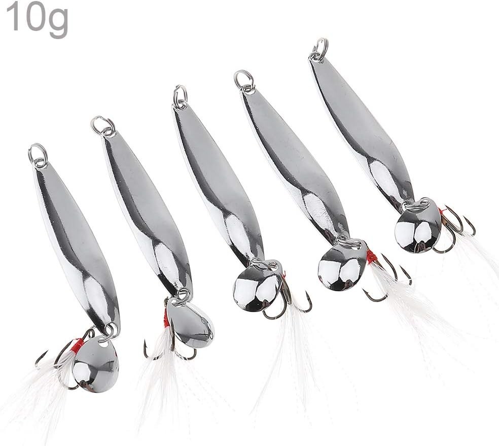 OriGlam 5pcs Spoons Lures Fishing Kit - Metal Spinner Baits With Treble Hooks fo - Image 9