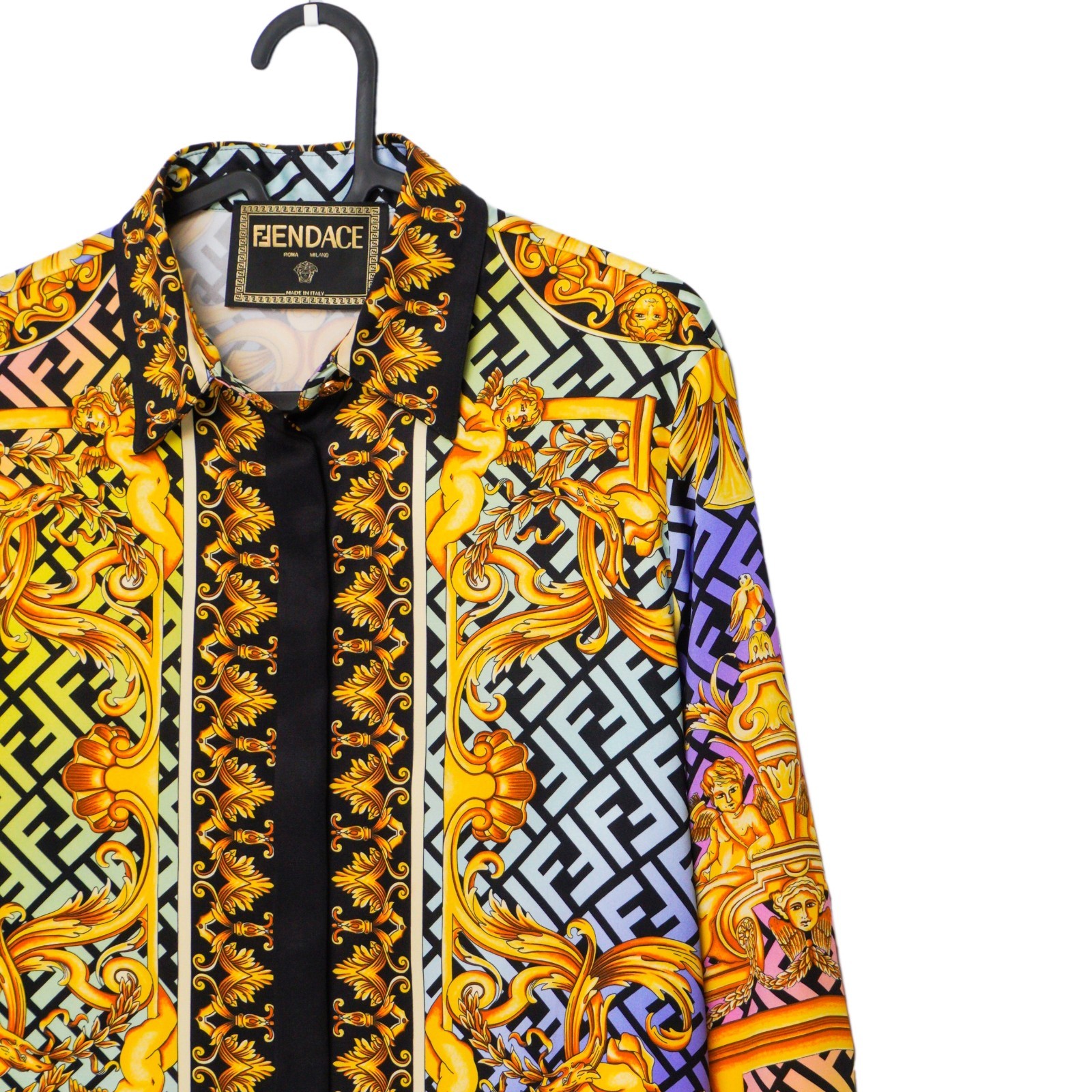 Fendi Versace Baroque Medusa FF Monogram Women’s Silk Shirt image 3
