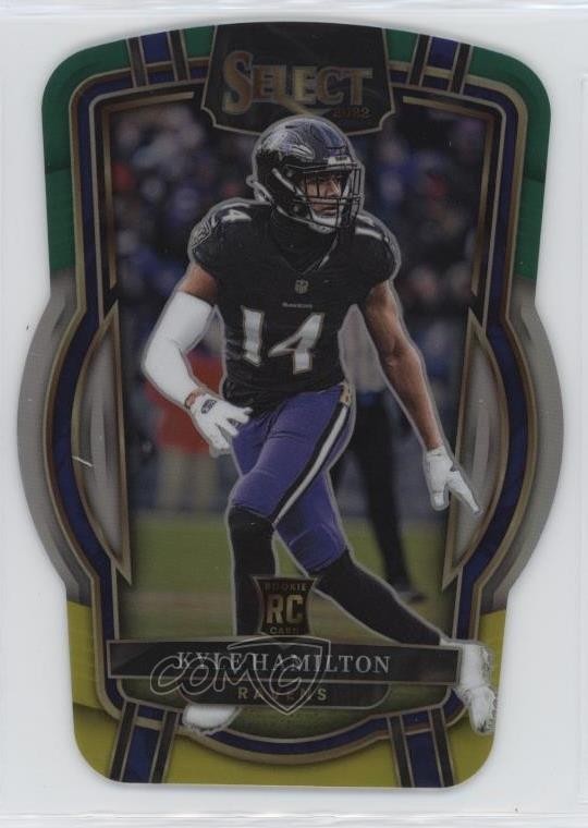 2022 Select Club Level Green & Yellow Prizm Die-Cut Kyle Hamilton Rookie RC s5j