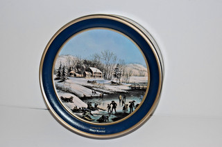 Vintage Currier & Ives Winter Evening Tin Schwan's Limited Holiday Xmas 1999
