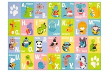 Kids Area Rug, ABC Alphabet Animal, Educational Rug for Classroom