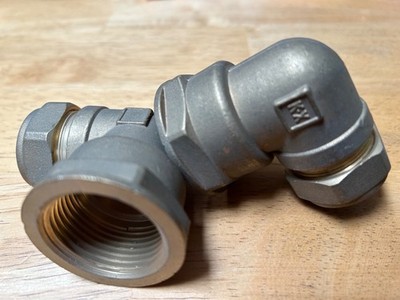 Messing Winkel 90 Grad Klemmrohrverschraubung 22mm x 1 Zoll FI EN1254-2 NEU