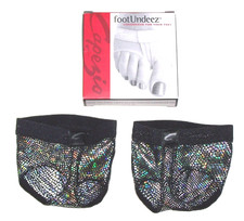 Capezio FootUndeez Shoe Foot Underwear Hologram Foil Black Silver NIB Adult XXL