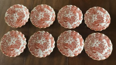 RED AVES by Royal Crown Derby Sheffield Fluted 8.5'' Plate (8 Available)