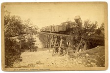WH Jackson - RR & Workers over Arkansas River Orig 1880s COLORADO Albumen Photo