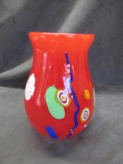 LAGUNA B Murano GOTO 8" Red Art Glass Vase dl