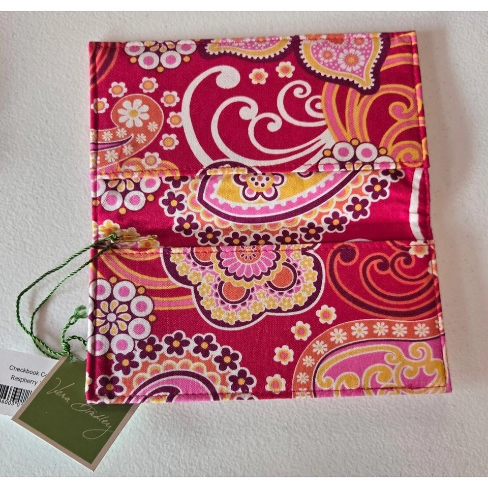 Vera Bradley Checkbook Cover Raspberry Fizz Paisley Floral Organizer Wallet - Image 2 of 4