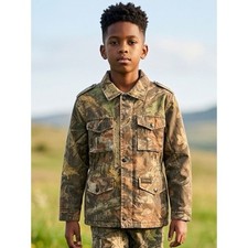 Veste camouflage vintage Liberty enfant garçon fermeture éclair complète doublée Sherpa - Taille S