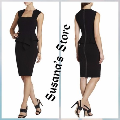 NWT BCBG MAXAZRIA SIZE 2 SIMONE SQUARE NECK PEPLUM RUFFLE SHEATH DRESS