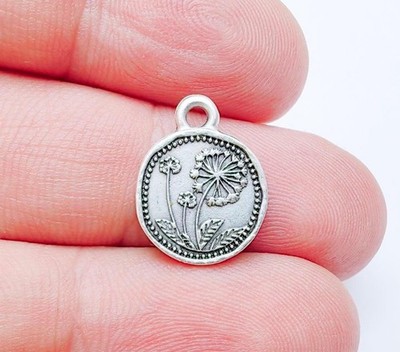 5 Dandelion Charms, Flower Mini Pendant, Nature Earring Charm 16x13mm G37317