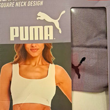 PUMA DRYCELL 2-Pack Square Neck Sports Bra Convertible Back, M Gray Logo