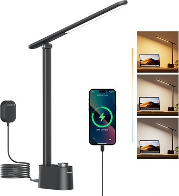 LED Schreibtischlampe Stepless Dimmbare Eye Care Faltbar Schwarz für Büro