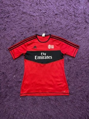 AC Mailand Team Italien Heim Fußball Trikot Adidas Größe S Fly Emirates Faded...