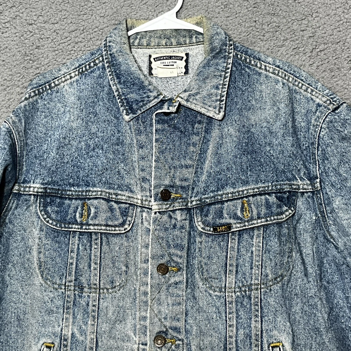 Lee Authentic Jean Denim Jacket Mens Large Blue VINTAGE 80s Made In USA Buttons