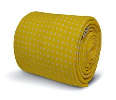 Polka Dot Frederick Thomas Designer Cotton Mens Tie Bright Lemon Yellow Polka Dot Frederick Thomas Designer Cotton Mens Tie Bright Lemon Yellow