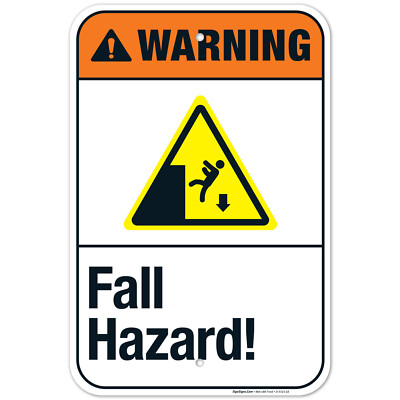 Fall Hazard Sign, ANSI Warning Sign,