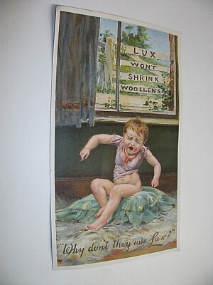 circa 1903. ORIGINAL COLOUR LUX SOAP ADVERT, INSERT. CHROMO PRINTED. 7 x 4 ins