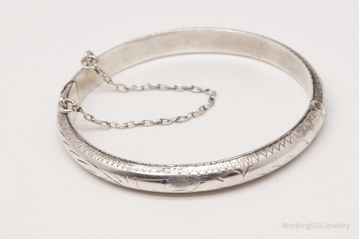 vintage silver bangle　Bracelet　バングル　925 Vintage Etched Sterling Silver Bangle Bracelet 5 3/16