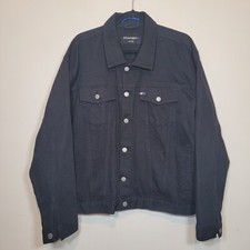 Eisenegger Mens Jacket Black Denim Button Up Large