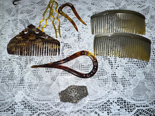 Job Lot of 15 Vintage Faux Tortoiseshell Combs and Clips Celluloid 1 metal clip
