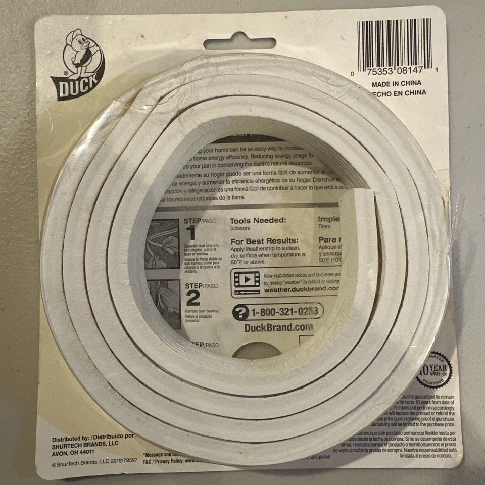 DUCK BRAND | 1/2" Extra-Large Heavy Duty Self-Adhesive Rubber Weatherstrip Seal! - Image 2 of 2