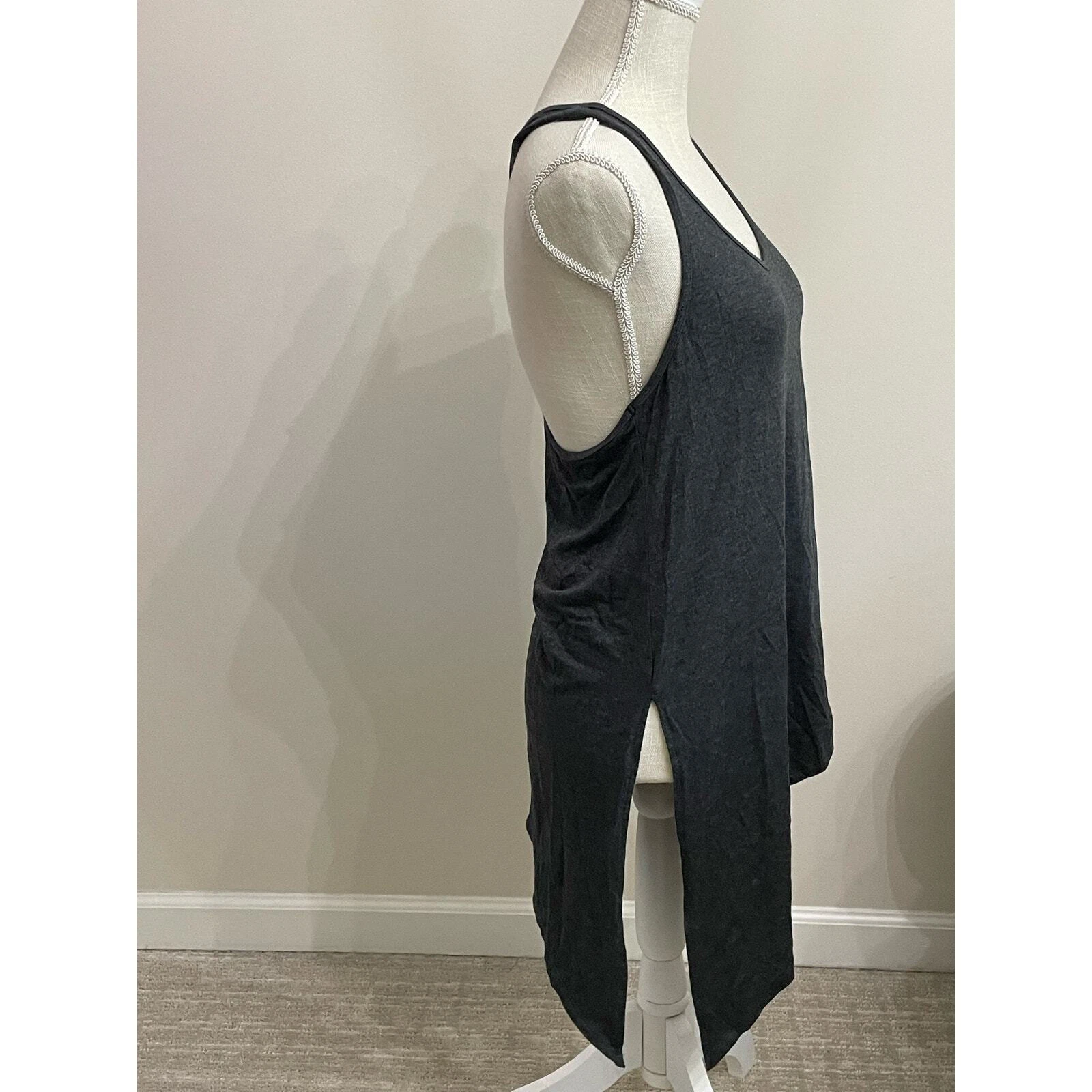 beyond-yoga dark asymmetrical racerback side tie tank-top