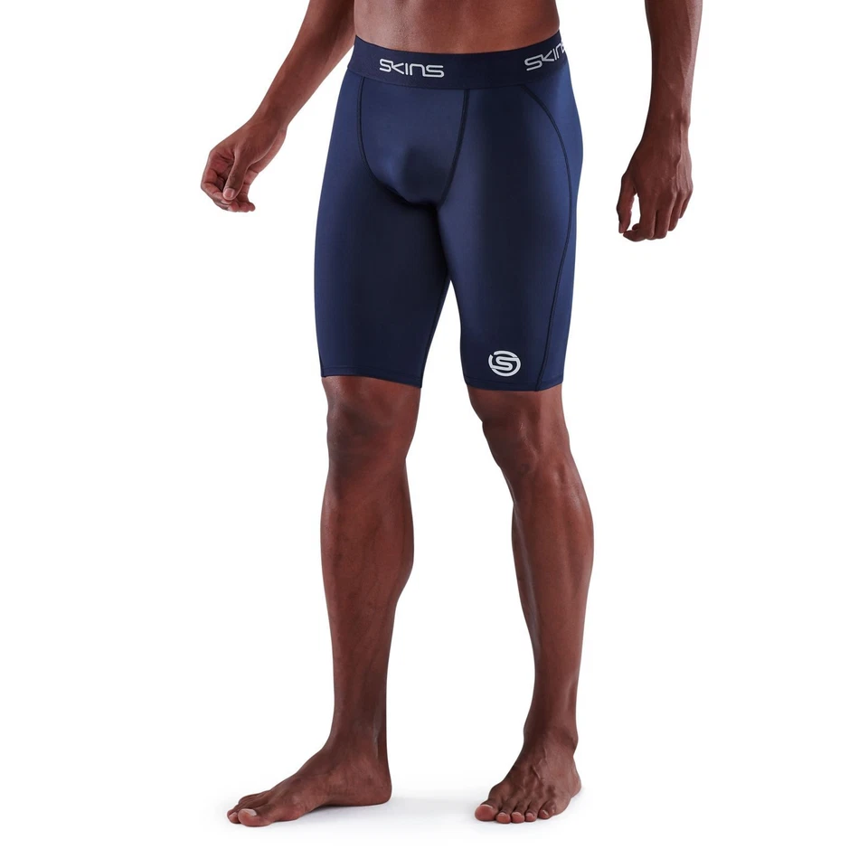 Skins Series-1 Mens Compression Half Tights (Navy) - Image 3 of 4