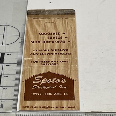 Matchbook Cover Spata s Stockyard Inn  Bar-B-Que   Steaks   Seafood  gmg