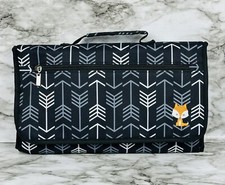 Lil Fox Portable Baby Diaper Changing Mat Pad Black Gray Outside Zip Pocket