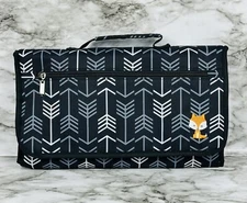 Lil Fox Baby Diaper Portable Changing Mat Pad Black Gray Outside Zip Pocket