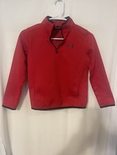 Under Amour ColdGear Pullover Youth Small Red Logo Pockets Warm Black Zippered