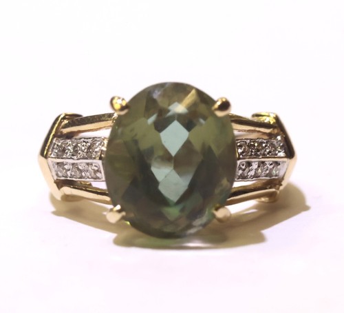 14k Yellow Gold Alexandrite Diamond.06ct Ring 5.2g Size 5.25