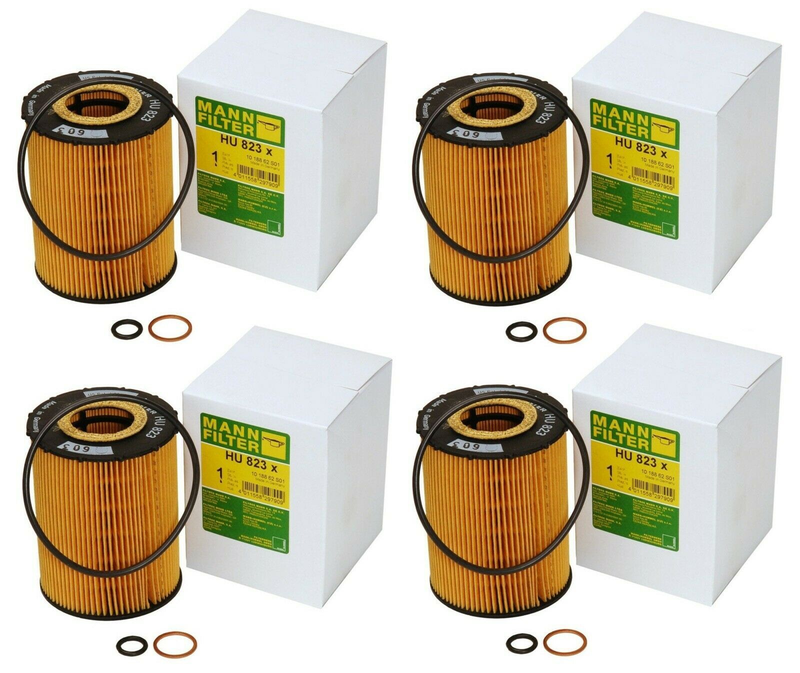 Set of 4 Oil Filters Mann for BMW E60 E63 E64 E65 E66 X5 550i Rolls-Royce V8 V12