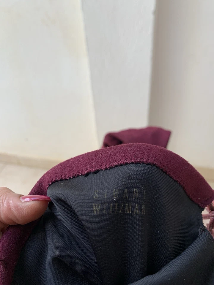Botas por encima de la rodilla Stuart Weitzman Lowland gamuza borgoña talla 6M hechas en España Foto 3 de 4
