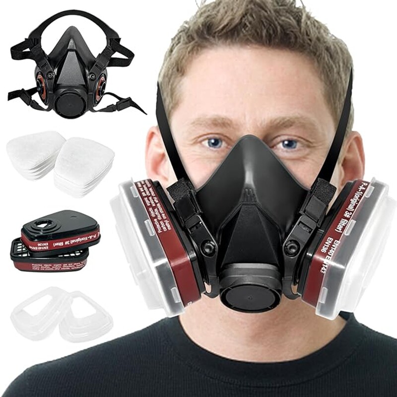 5N11 6200 Full Face Gas Mask Chemical Paint Spray Vapor Respirator Reusable