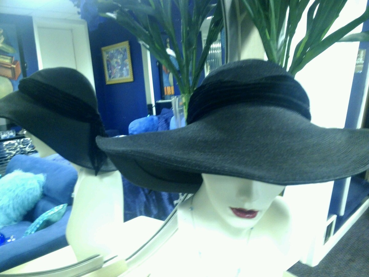 1940s/50s‎ Dolly Madison Raffia Straw Hat w/Pompom Embellishment & Black Ribbon Vintage 1940 main image 2