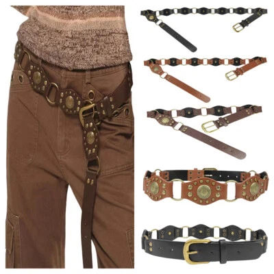 Damen Retro Niete Metallschnalle Gürtel trendy Western-Stil Spleiß Punk Bund  - Bild 1 von 4
