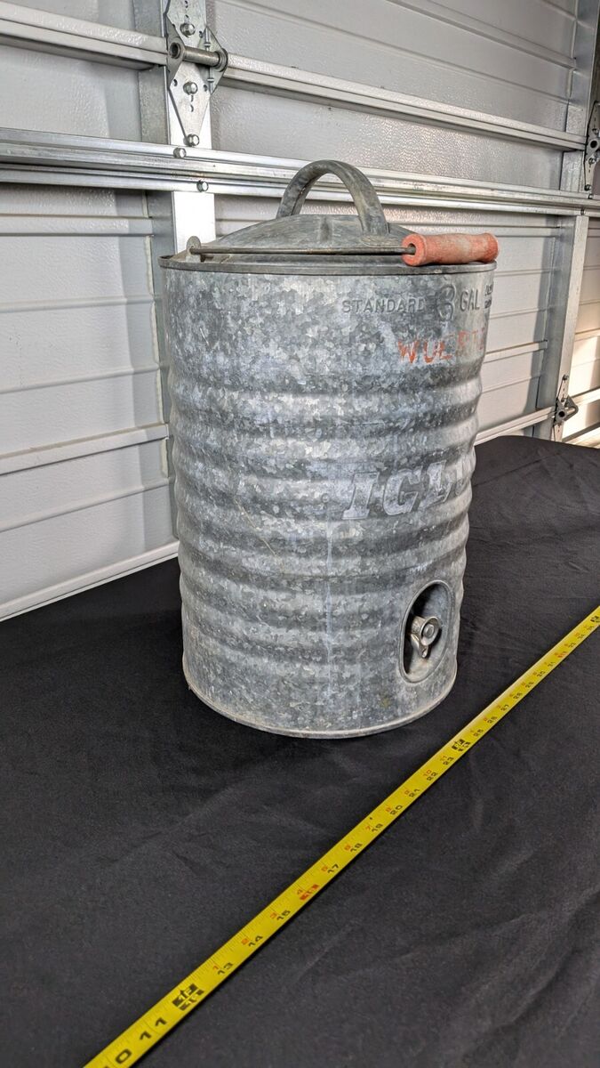 Vintage Water Cooler Jug Igloo industrial Galvanized Metal Vintage Water Cooler Jug Igloo industrial Galvanized Metal