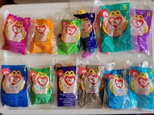 McDonald's 1998 Happy Meal Toys TY Teenie Beanie Babies Complete Set Of 12 SEALD