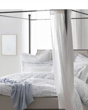 The Company Store Cotton Sateen Ivy White/Blue King Comforter Set New