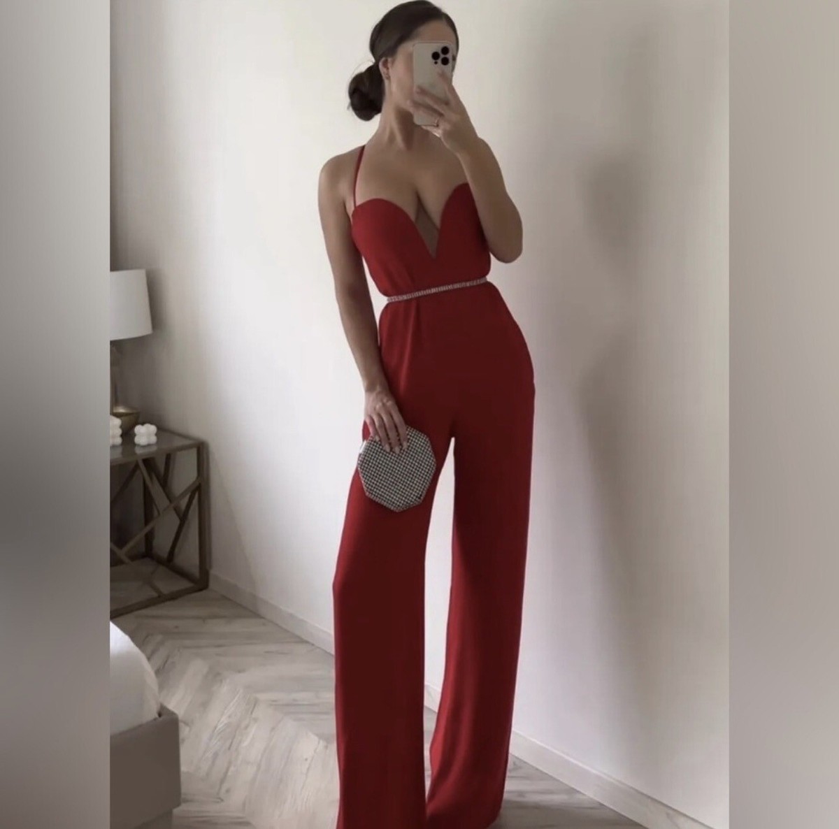 New $169 Zara Sweetheart Neckline Red Wide Leg Jumpsuit 2533 New $169 Zara Sweetheart Neckline Red Wide Leg Jumpsuit 2533
