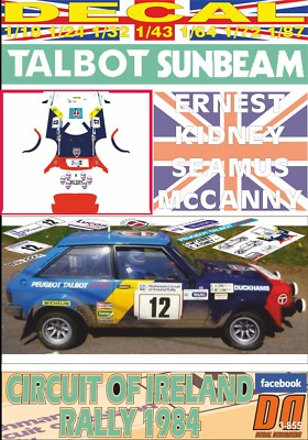 Décalcomanie Talbot Sunbeam Lotus E. Kidney Circuit Of Ireland 1984 2nd - Neuve