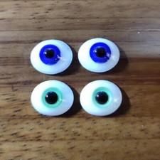 wamami Blue/Green 12mm Oval/Ellipse Glass Eyeball BJD Doll Dollfie Reborn DIY